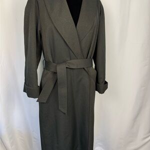 American Bazaar Olive Green Long Belted Coat Size 8
